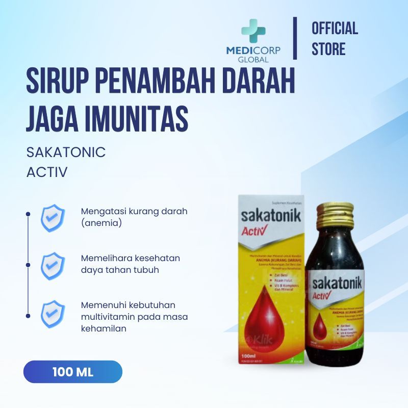 [MEDICORP] Sakatonik activ penambah darah imunitas anak dewasa bumil sirup 100 ml