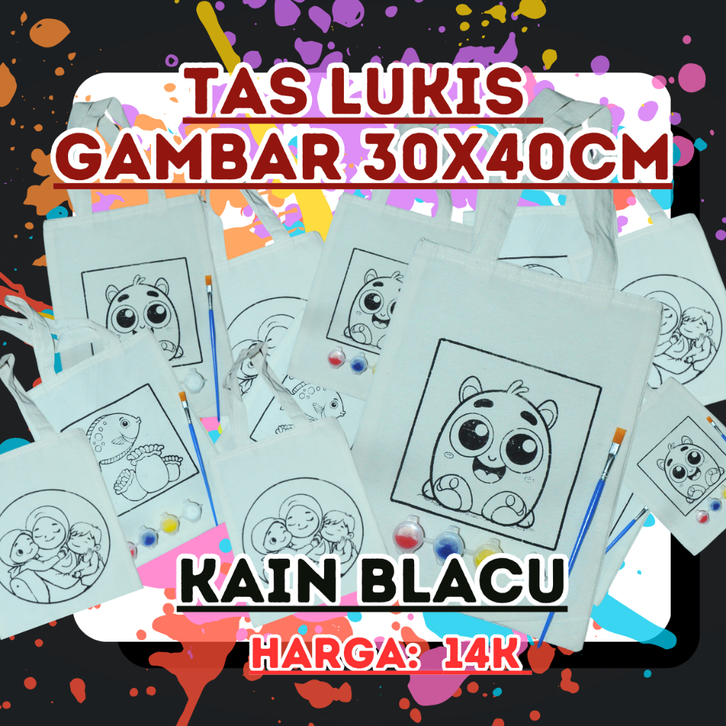 

tas lukis kain blacu gambar 30x40cm portrait harga terjangkau
