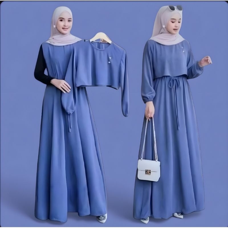 Gamis Crop top Terbaru Crinkle airflow/Baju Muslim croptop Terbaru