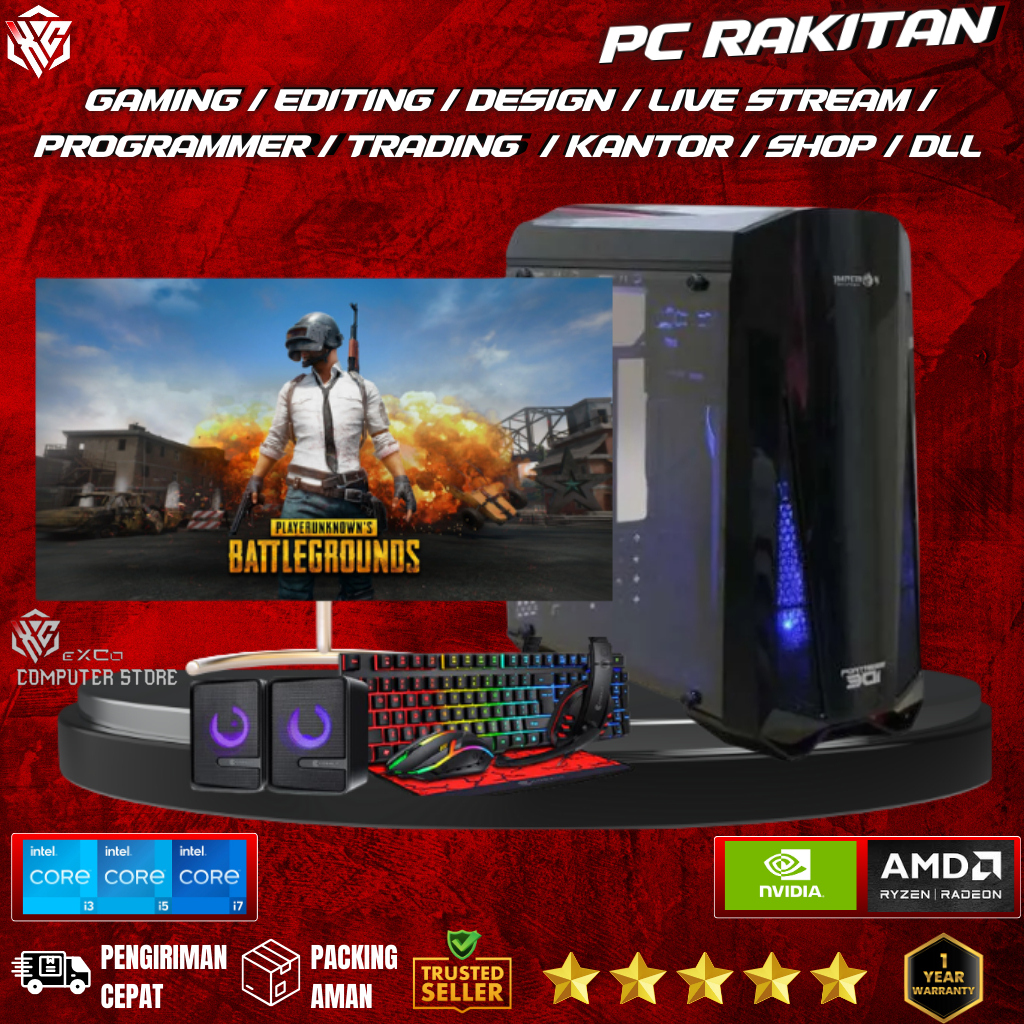 PC GAMING CORE I5 RAM 16GB VGA 2GB SSD HDD MONITOR 19 INCH FULL SET