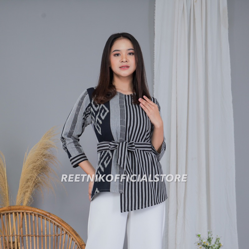 Blouse Tenun Wanita Lurik Toraja Baju Kantor  Wanita Atasan wanita