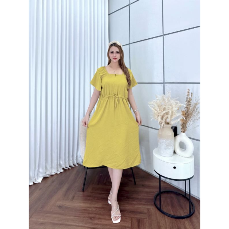 Dress Anjani/Dress crinkle airflow//dress kekinian / dress busui / dress polos simpel //daster turun