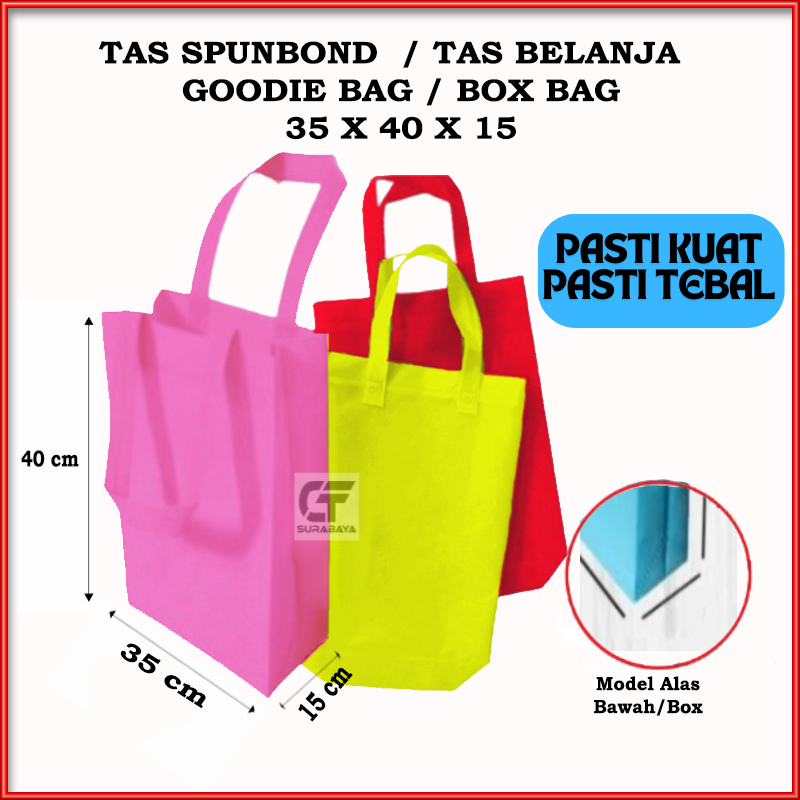

Goodie Bag Jumbo 35x40x15 | Tas Spunbond Besar Standing Handle | Box Bag HBPA Polos Tas Sponbond