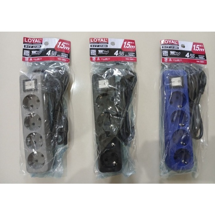 LOYAL OSAKA STOP KONTAK 4LUBANG + KABEL 1,5 Meter + SWITCH / STOP KONTAK + KABEL + SWITCH LOYAL OSAK