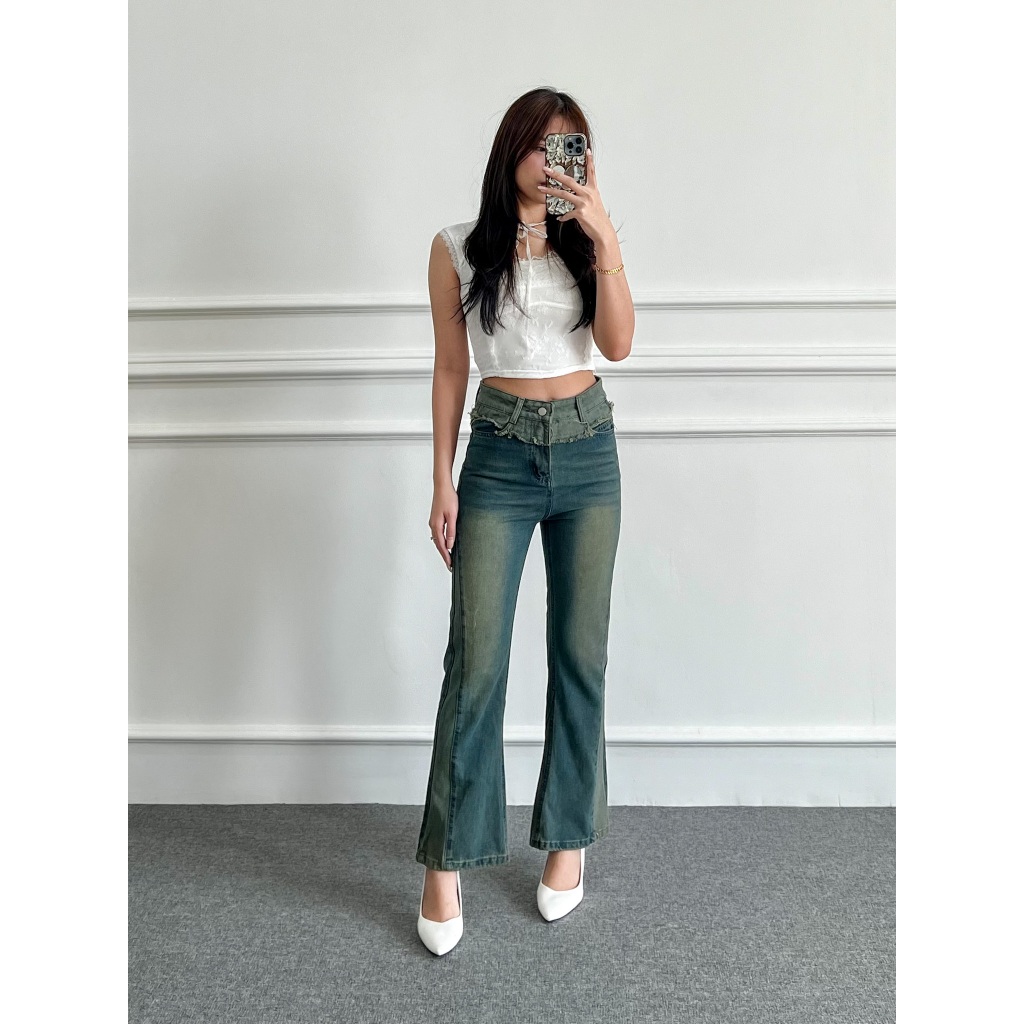 DOLLA - Lewis Jeans Cutbray Long Retro Jeans Two Tone Y2K J2038