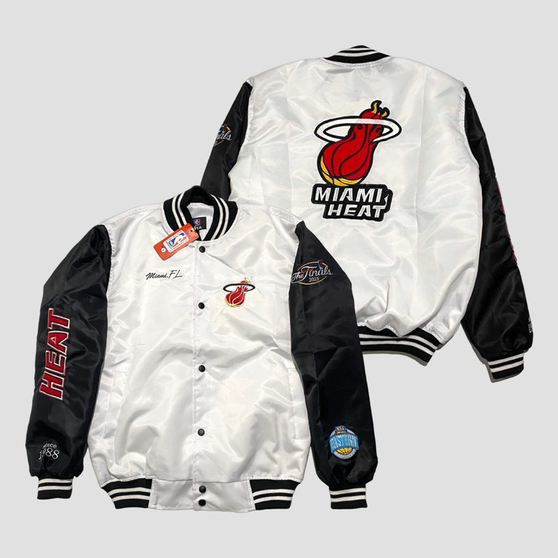 Varsity Series Jaket Parasut Casual Vintage Miami Heat Pria Wanita Full Bordir Keren