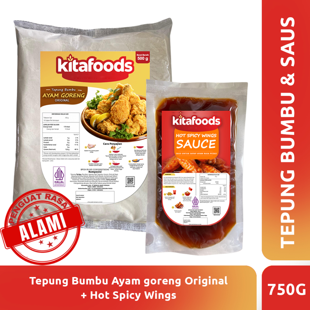 

PAKET BUNDLING 2 ( Tepung ayam ori 500gr + Hot Spicy Wings 250gr ) Tanpa Penguat Rasa