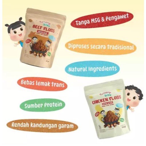 

Yummy Bites Abon Sapi Ayam Abon Mpasi Anak 100 gram - Booster - NO MSG - Abon Sapi Ayam