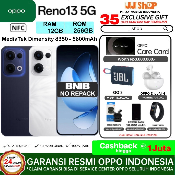 OPPO RENO 13 5G 12/256 GB RAM 12GB ROM 256GB GARANSI RESMI