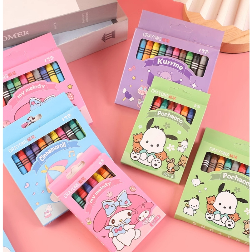 

TERFAVORIT! SET CRAYON ISI 6/8/12 WARNA MOTIF KARTUN CINNAMOROLL, KAWAII FS