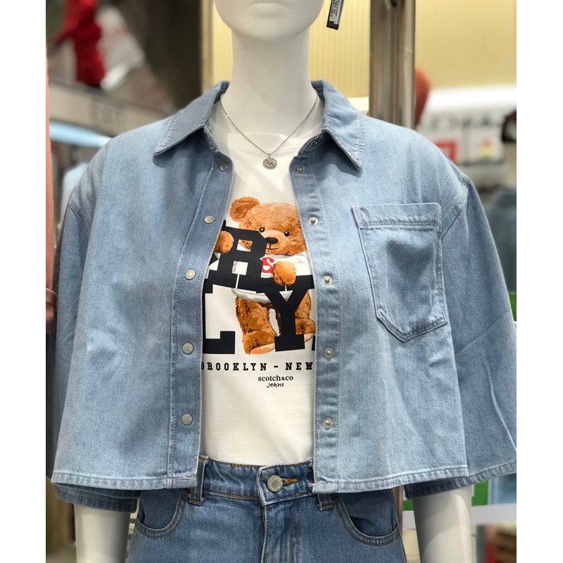 Scotch & co Kemeja wanita crop denim tebal