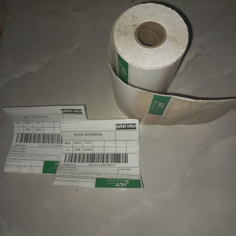 Kertas Thermal Resi JNT Cargo 1 Roll 300 Pcs