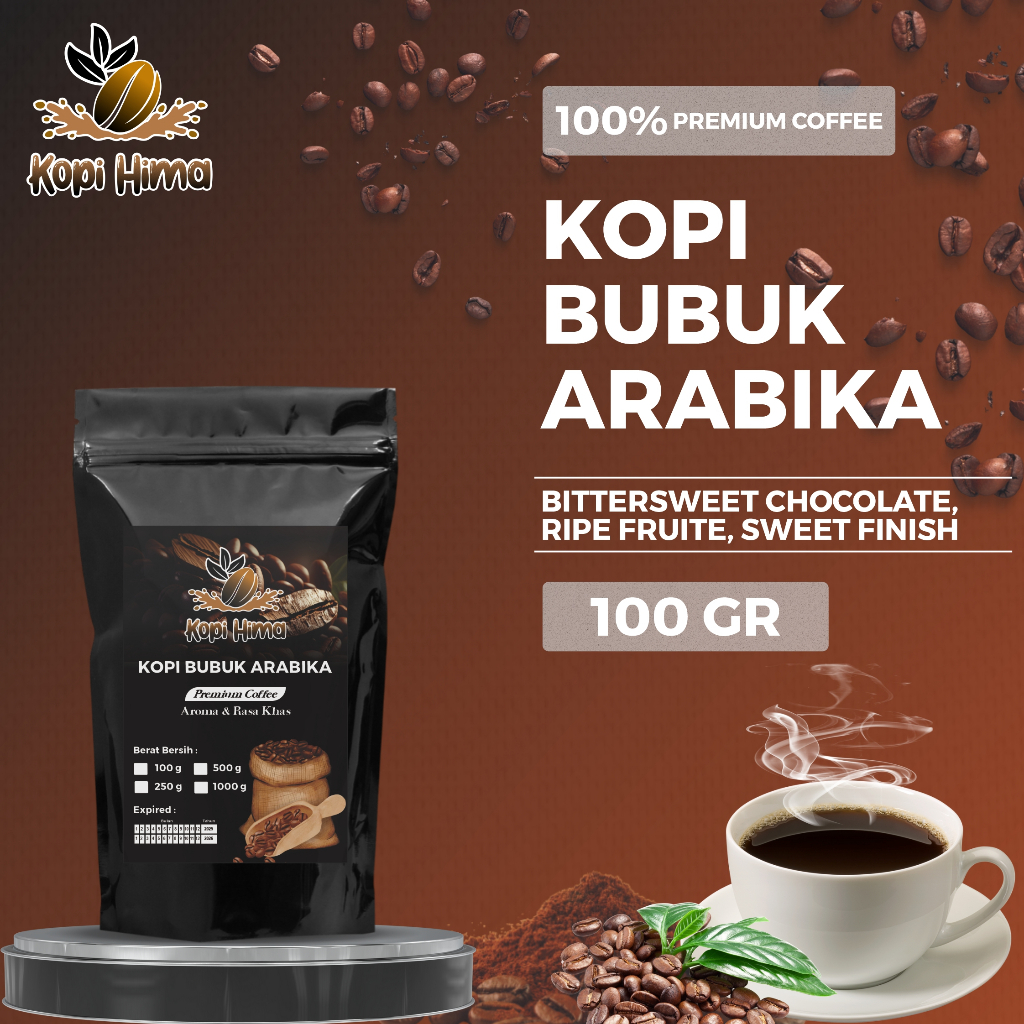 

kopi.hima - bubuk kopi arabika berat 100 gram premium gilingan halus roasting medium dan dark