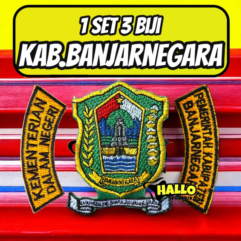 1 set ( 3 biji ) logo kabupaten Banjar negara full bordir / pemkab banjar negara / kemendagri