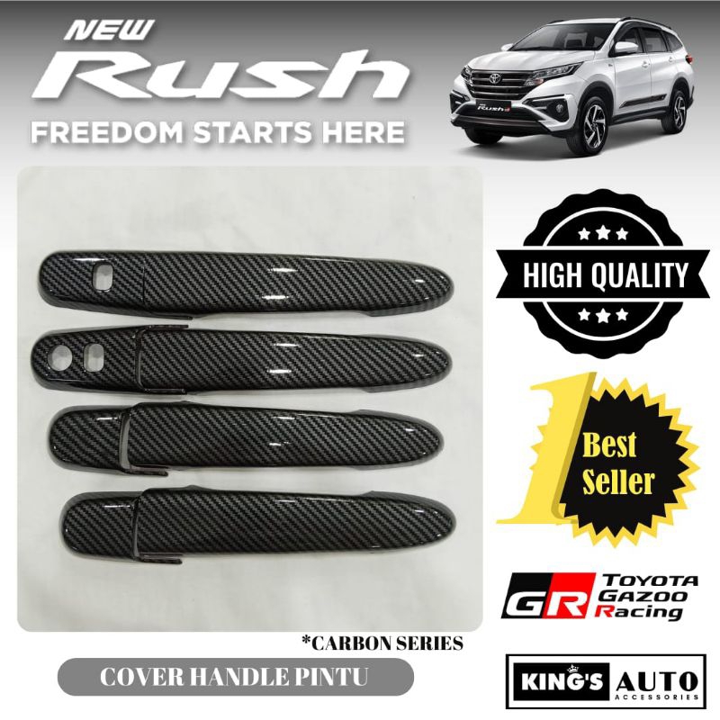 Cover Handle Pengaman Pintu Rush 2018 - 2024 Carbon Glossy GR SPORT