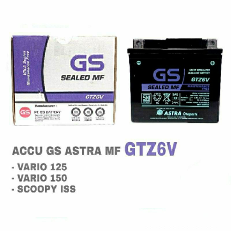 Accu Kering GTZ6V MF Original GS Astra Aki Motor Mio GT Vario 125 150 PCX 125 150 Beat New Esp Beat 