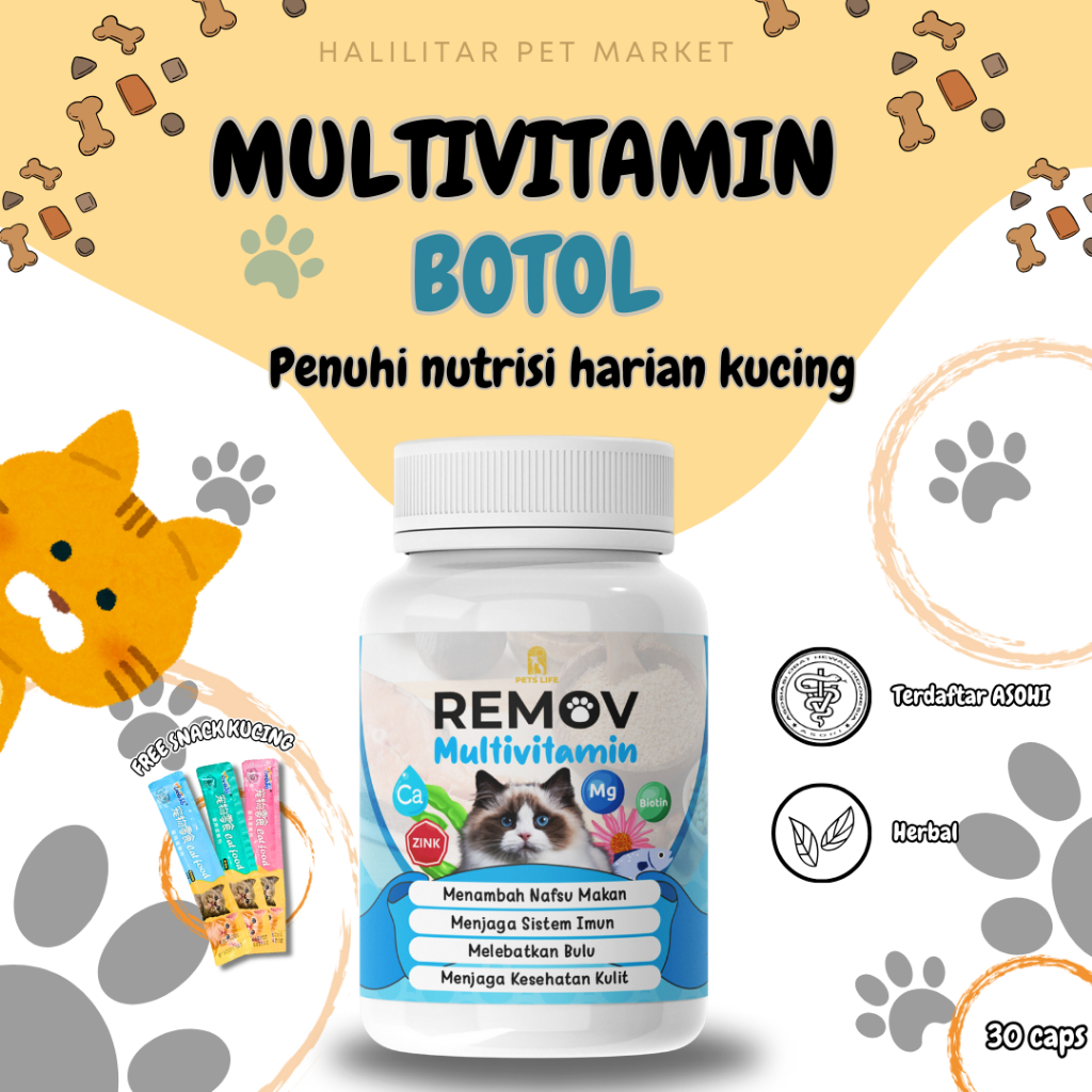 Remov Vitamin Kucing Immune Booster 30 Kapsul