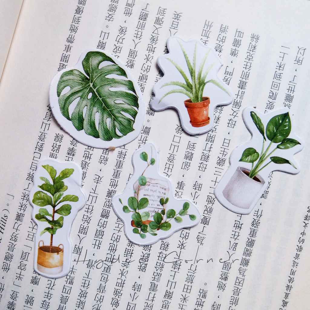 

Green plants aesthetic sticker for journaling scrapbooking / sticker tanaman / journaling kit