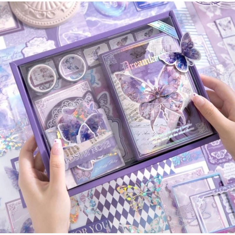 

165pcs Bujo Set Girl Heart Material Gift Box / Deco Journaling Paket Jurnal Retro Vintage Estetik - Serenade