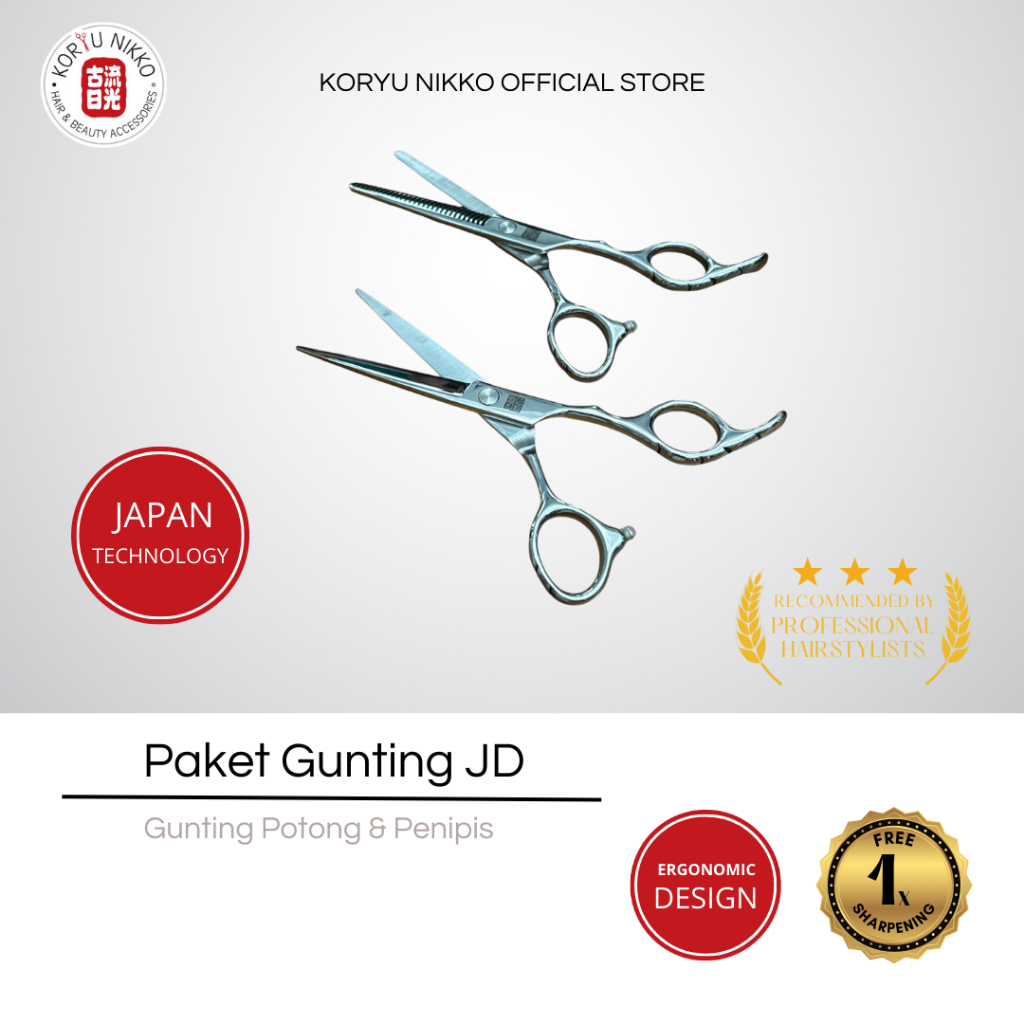 Koryu Nikko -  Scissors Gunting Rambut - Paket Gunting JD - Silver