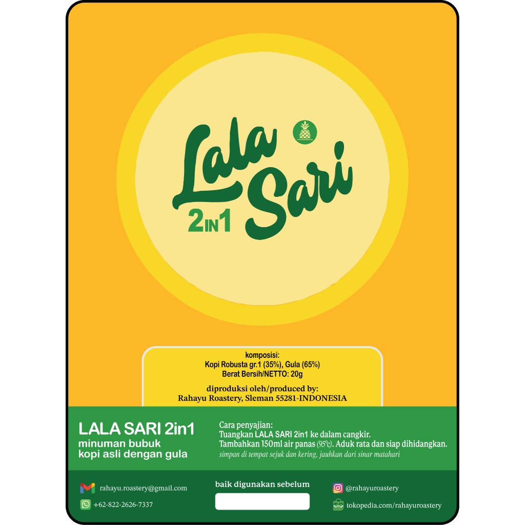 

Kopi Instant LALA SARI 2in1 (Kopi + Gula) | 2in1 Coffee