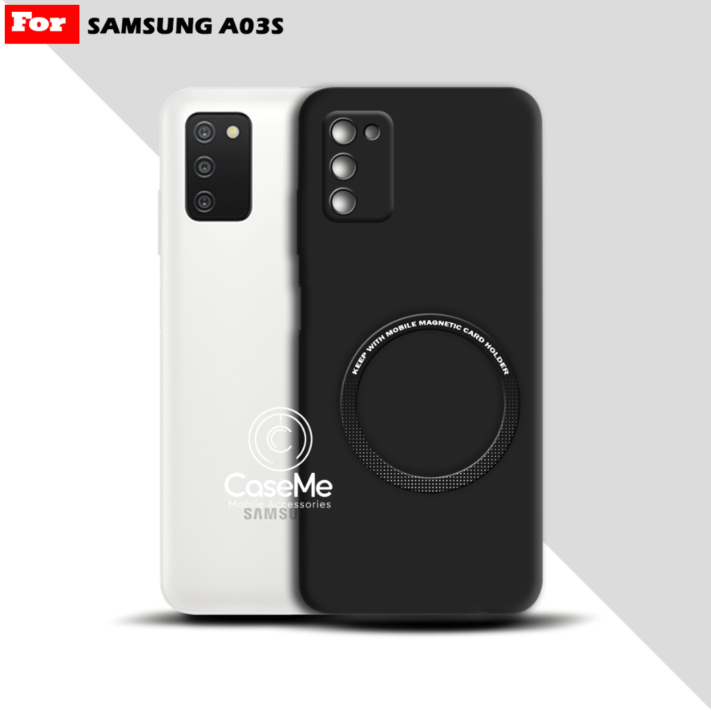 Soft Case Samsung A03S Case Ultra Slim Premium Black Matte Magnetic Ring Casing
