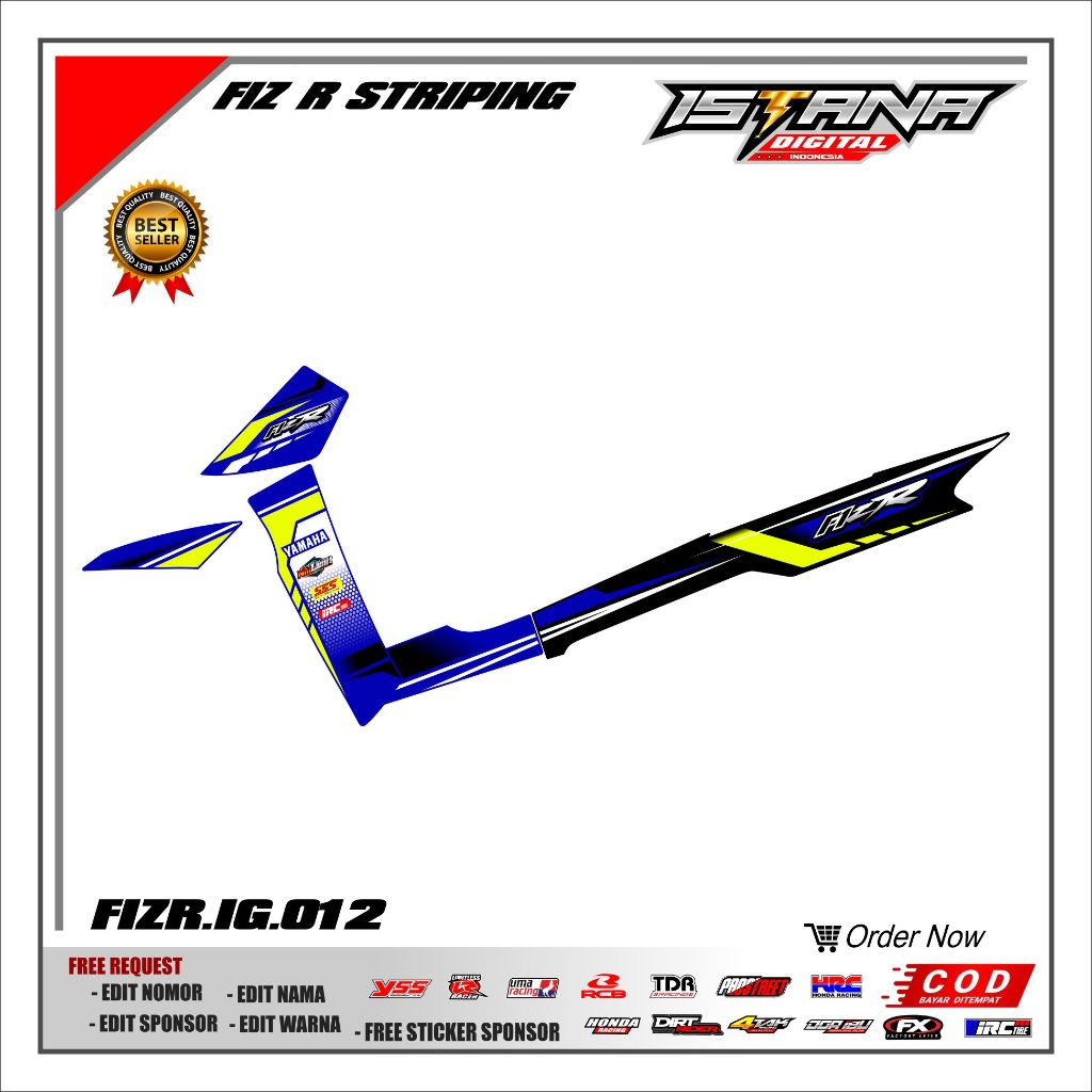 Sticker Striping Motor FIZ R - Striping Variasi Motor FIZ R Motif Road Race - FIZR.ID.012