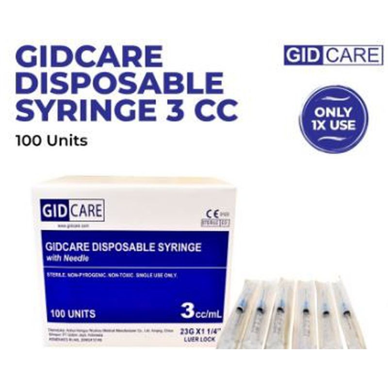 Spuit 3cc GIDCARE Disposable Spet 3cc Gidcare Spuite 3ml Box isi 100pcs