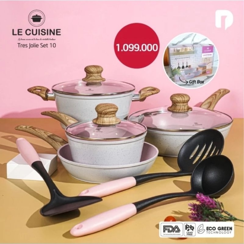 Le Cuisine Cookware set 10 Tres Jolie Pink Edition/ Panci Pink Set / Panci Korea Premium