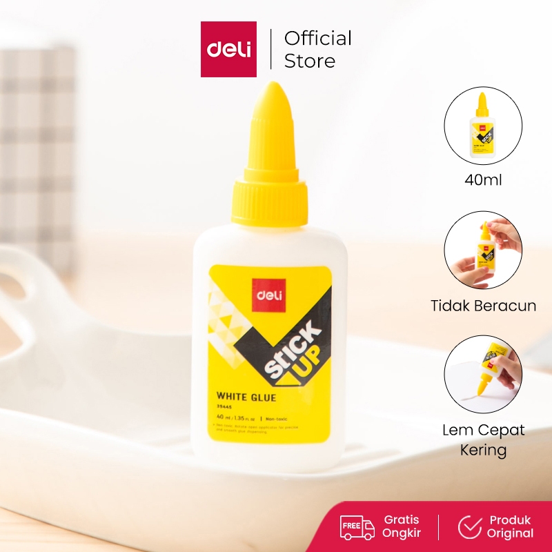 

Deli Lem Cair Liquid Glue Putih White 40/80/120/230 ml Peralatan Sekolah Kantor Murah Cheap E3944X