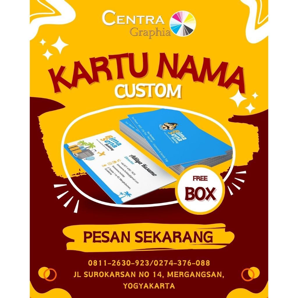 

Cetak / Print Kartu Nama / Print Name Card Murah / 1 Sisi / 2 Sisi / Ivory 260