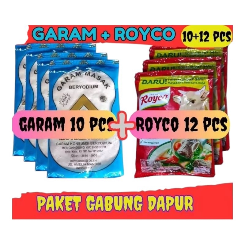 

GARAM 10 PCS + ROYCO 8 GRAM 12 PCS / PAKET BUMBU DAPUR