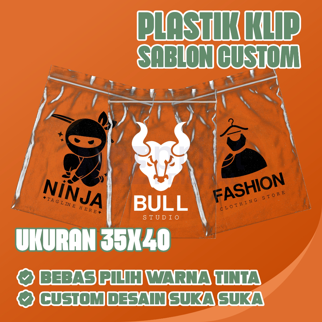 Plastik Klip Bening Sablon Ukuran 35x40 Custom Free Template Design / Sablon Plastik Klip Bening