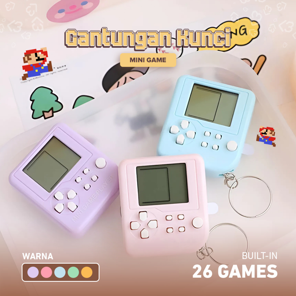 Gantungan Kunci Mini Game Retro | Gantungan Kunci Motor Mainan Game Mini Tetris Portable Klasik
