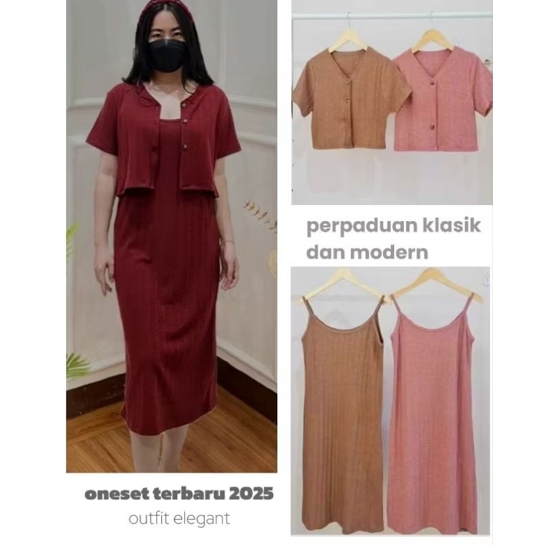 Keenanoutfit Set 2in1 Midi Dress Blazer / Blazer Crop Kancing & Dress Midi Polos