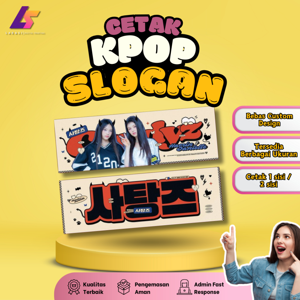 Handbanner KPOP Custom Cetak Foto Member, Slogan, Art Carton 260 GSM Premium