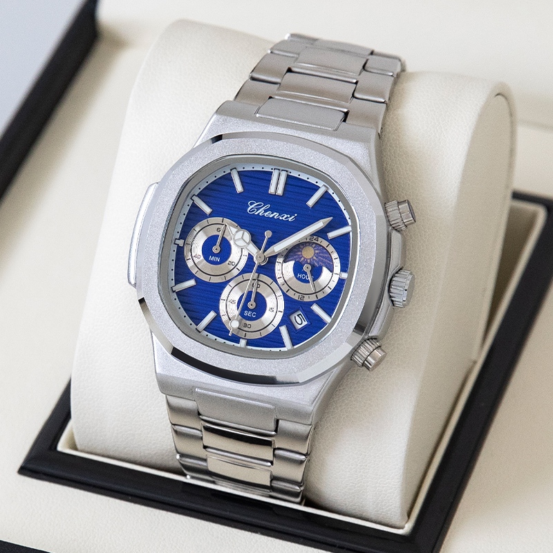 Jam Tangan Otomatis CHENXI 0092B Pria dewasa cowok terbaru Analog Stainless Steel Bercahaya Tanggal 