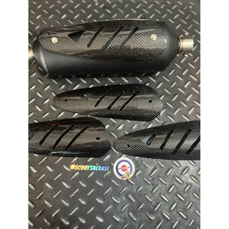Tameng Knalpot Carbon Shijiro Standar Racing Vespa Matic