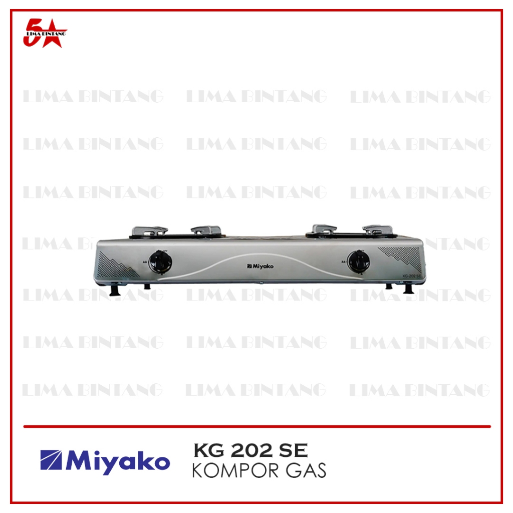 MIYAKO KOMPOR GAS 2 TUNGKU KG-202SE / KG 202 SE STAINLESS STEEL