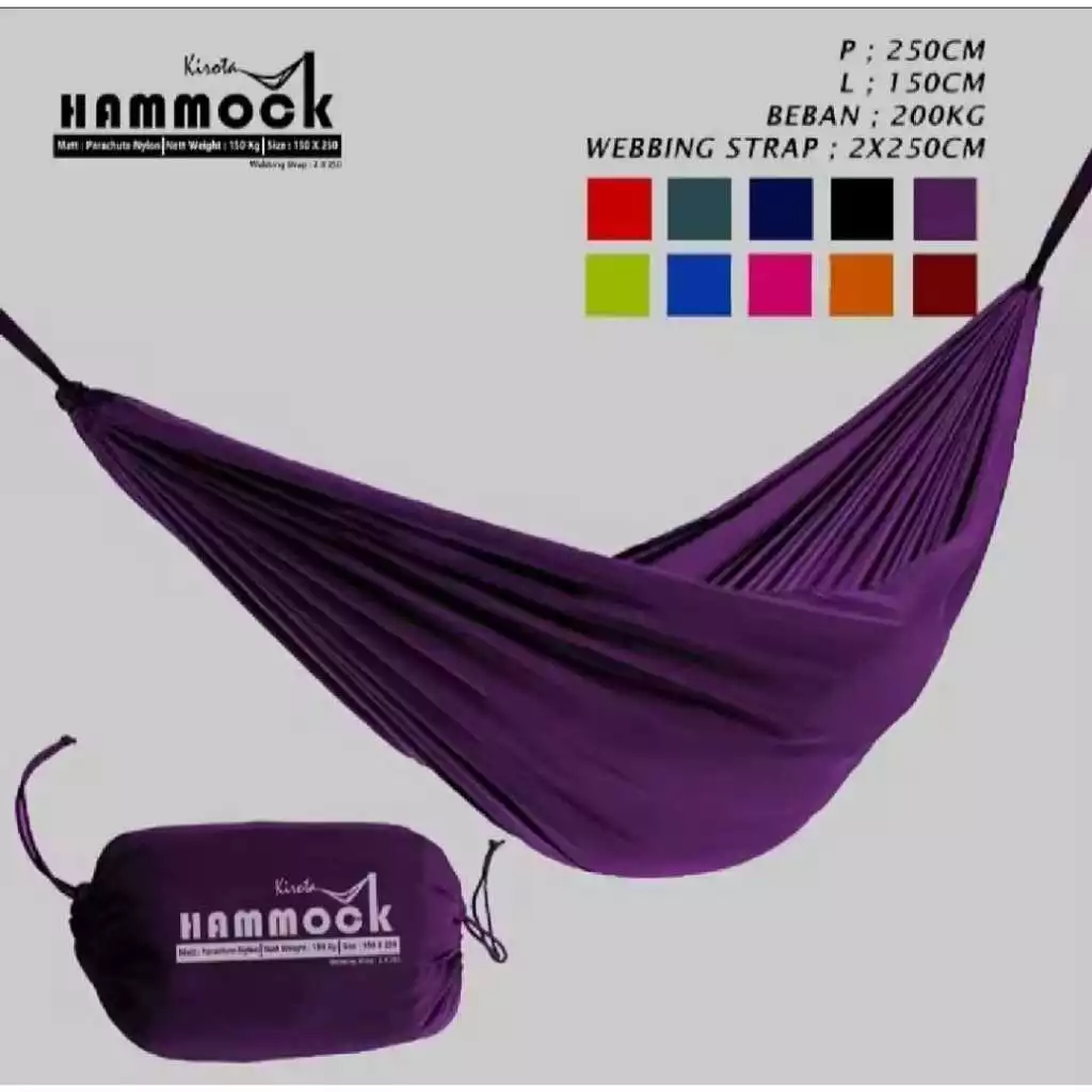 RB Hammock Kirota Tebal Kuat Tahan Beban 150kg Ukuran 250x150 Cm / Hammock Ayunan Gantung