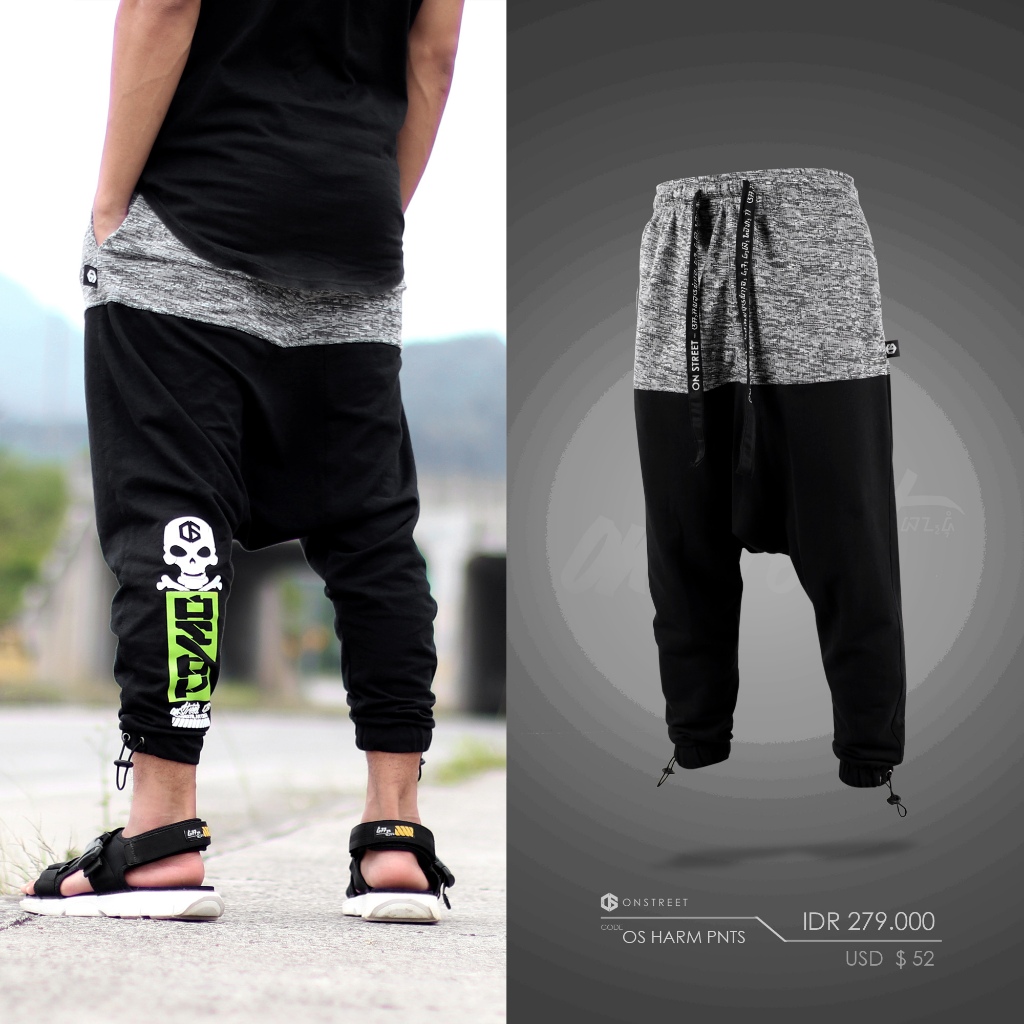 CELANA PANJANG PRIA / CELANA JOGER / CELANA KEREN OS HAREM PANTS (BLACK) TERBARU