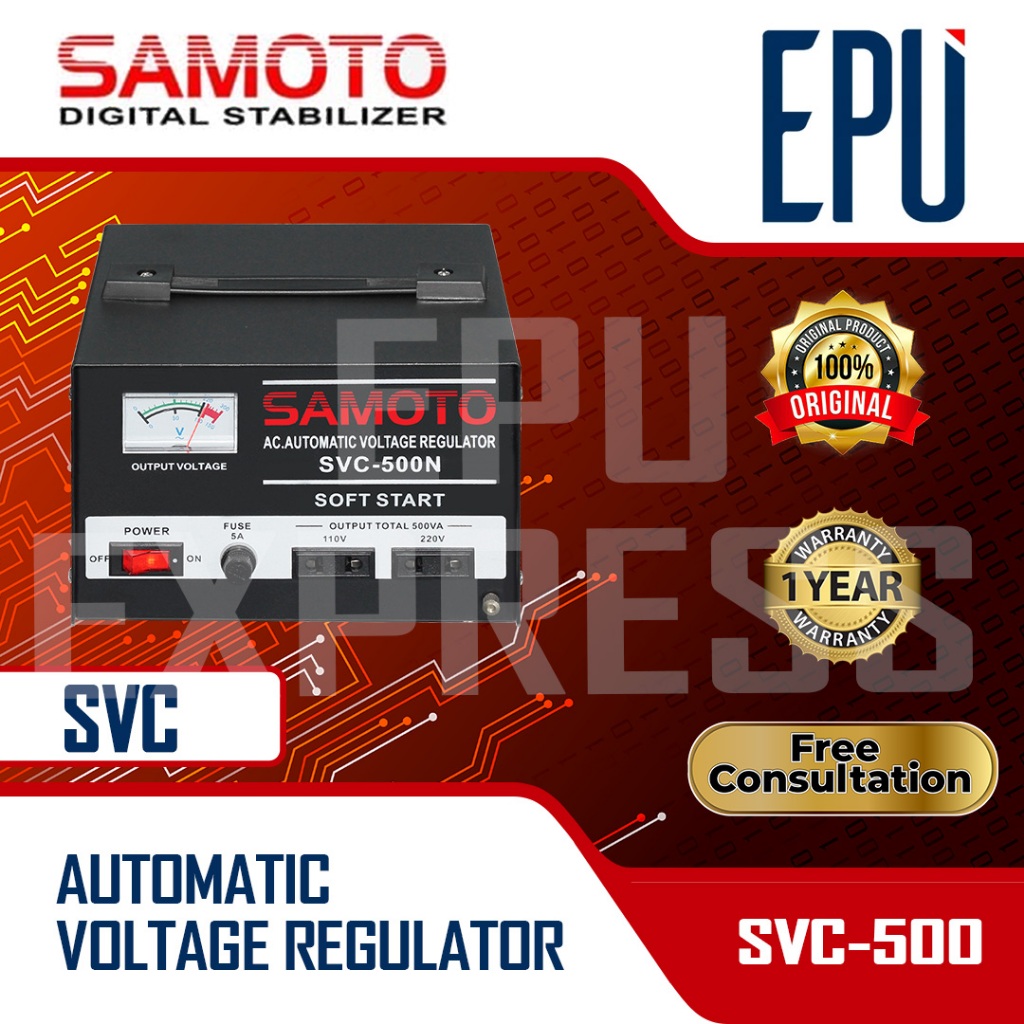 Stabilizer Samoto stabiliser 500 VA Stavol Listrik SMT Svc Avr 500N