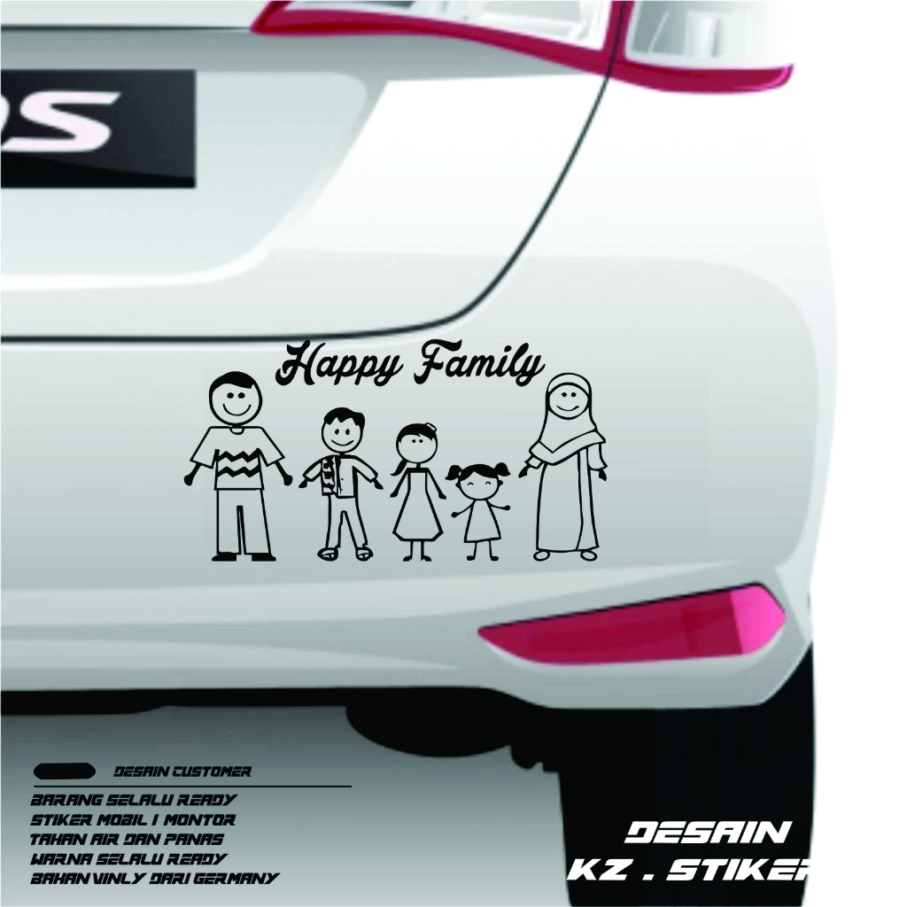 Stiker Cutting Happy family untuk kaca mobil laptop dll
