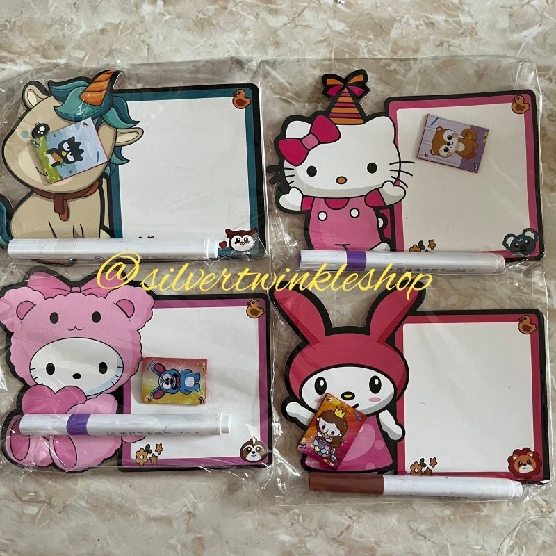 

Mainan edukasi anak papan tulis mini whiteboard white board souvenir kartun cartoon spidol lucu reusable belajar menulis cute hampers ulang tahun ultah anak sanrio alat tulis maenan kerajinan tangan montessori sensori sensory puzzle sticker stationery