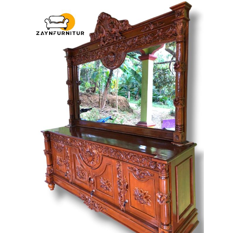 Meja Hias Ukir Bulan kayu Jati Jepara