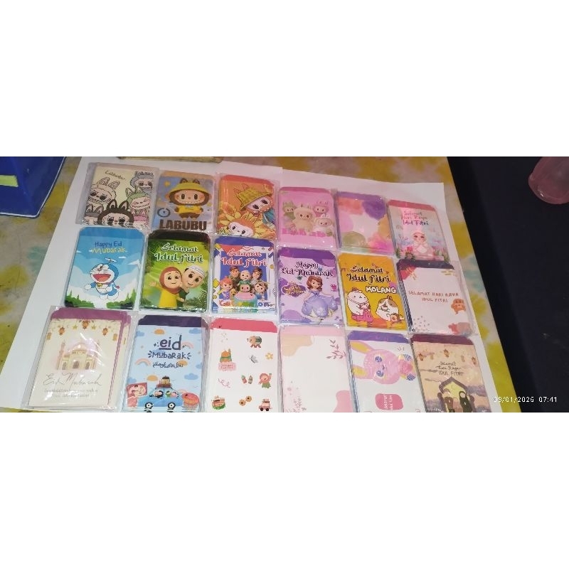 

(isi 100 pcs) PAKET BUNDLE AMPLOP LEBARAN Mini snack muslim kartun estetik dan non label idul fitri