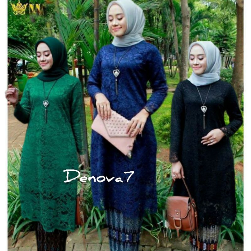 Set Kebaya Brukat Tunik Modern Akad Nikah Pesta Londangan Jumbo