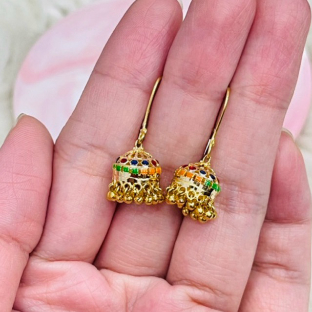 anting kerawang motif dubai cantik elegant simple emas asli kadar 700
