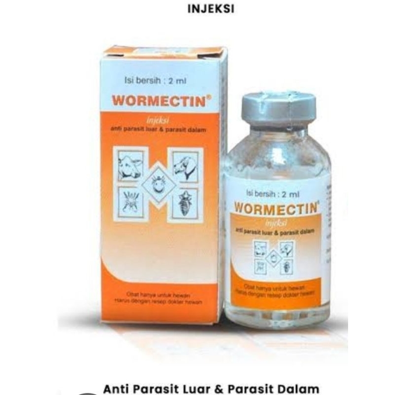 WORMECTIN INJEK OBAT HEWAN ATASI KUTU CACING SCABIES GUDIK CAPLAX GATAL DLL 2ML