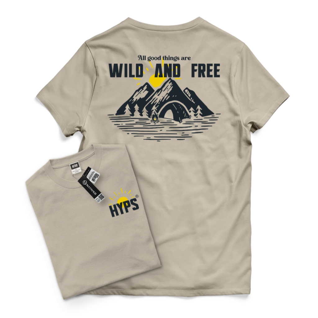 Kaos Pria Wanita Bahan Katun Combed 30s Adem Menyerap Keringat Coklat Susu Wild And Free